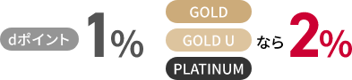 dポイント1%、GOLD、GOLD U、PLATINUMなら2％