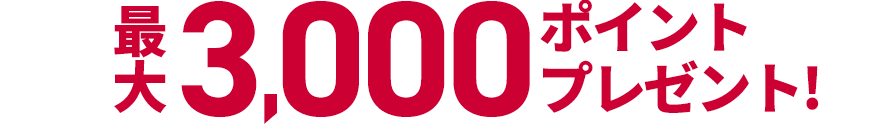 最大3,000ポイントプレゼント！