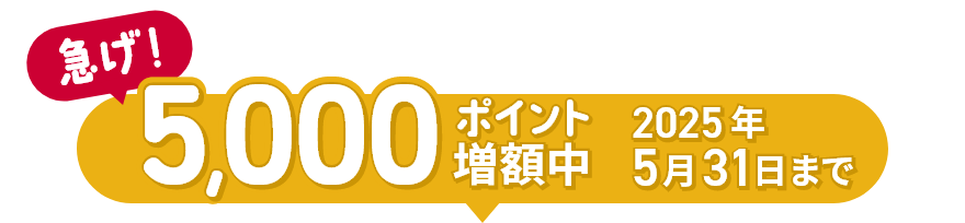 急げ！5,000ポイント増額中 2025年5月31日まで