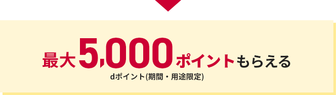 最大5,000ポイントもらえる dポイント（期間・用途限定）