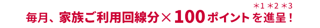 毎月、家族ご利用回線分×100ポイントを進呈 *1*2*3