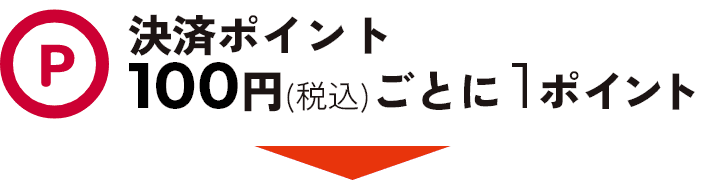 決済ポイント100円（税込）ごとに1ポイント