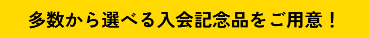 多数から選べる入会記念品をご用意！