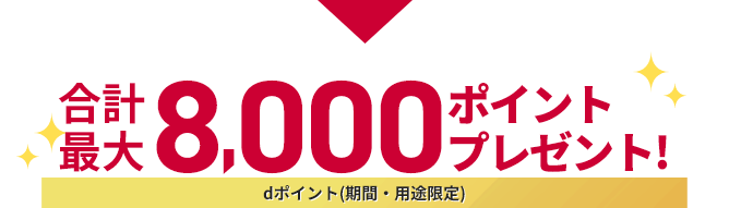 合計最大8,000ポイントプレゼント！dポイント(期間・用途限定)