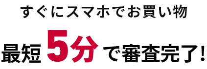 すぐにスマホでお買い物 最短5分で審査完了！