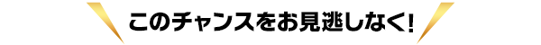 このチャンスをお見逃しなく!