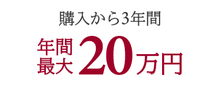 購入から3年間年間最大20万円