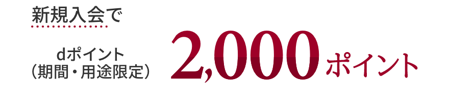 新規入会でdポイント（期間・用途限定）2,000ポイント