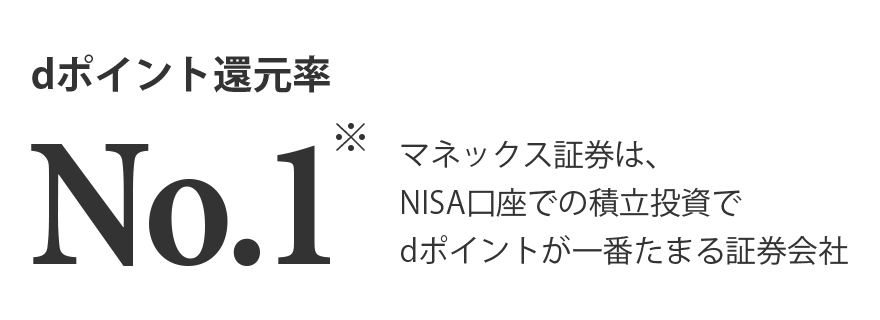 dポイント還元率No.1※ マネックス証券は、NISA口座での積立投資でdポイントが一番たまる証券会社
