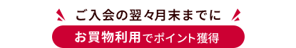 ご入会の翌々月末までにお買物利用でポイント獲得