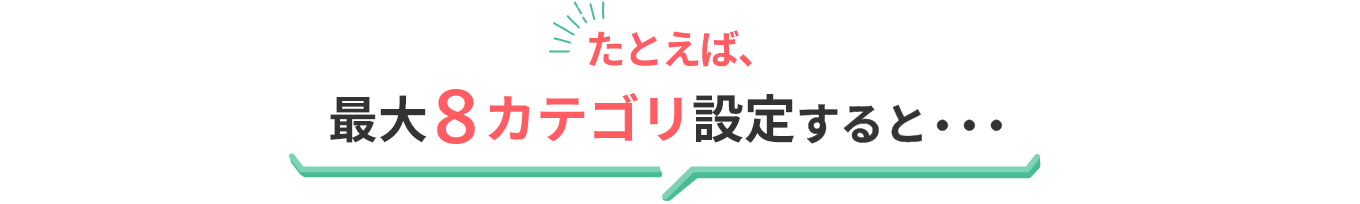 たとえば、最大8カテゴリ設定すると・・・