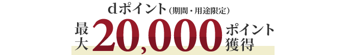 dポイント(期間・用途限定)最大20,000ポイント獲得