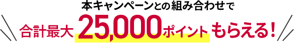 本キャンペーンとの組み合わせで合計25,000ポイントもらえる！