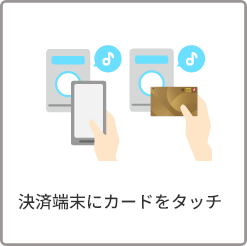 決済端末にカードをタッチ