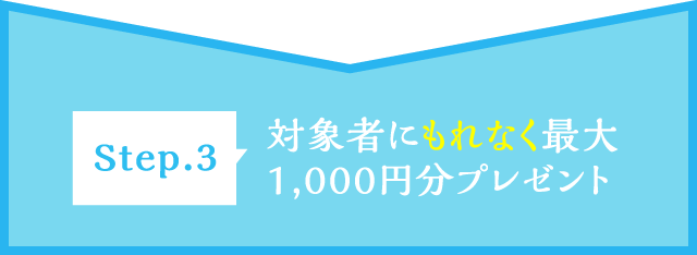 Step.3 対象者にもれなく最大1,000円分プレゼント