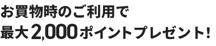 お買物時のご利用で最大2,000ポイント獲得！