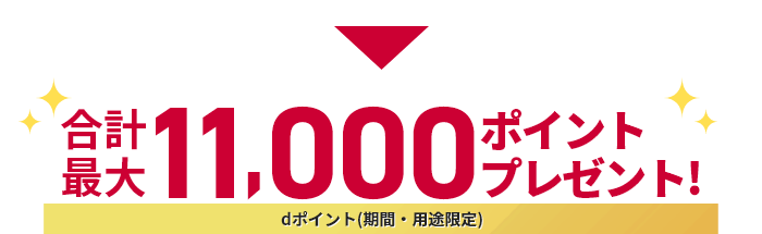 合計最大11,000ポイントプレゼント!dポイント(期間・用途限定)