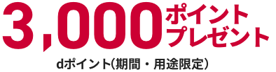 3,000ポイントプレゼント dポイント（期間・用途限定）