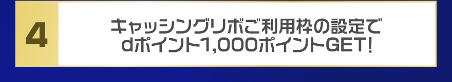 キャッシングリボご利用枠の設定でdポイント1,000ポイントGET！