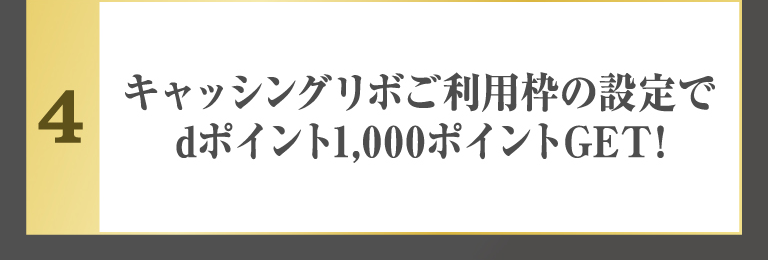 キャッシングリボご利用枠の設定でdポイント1,000ポイントGET！