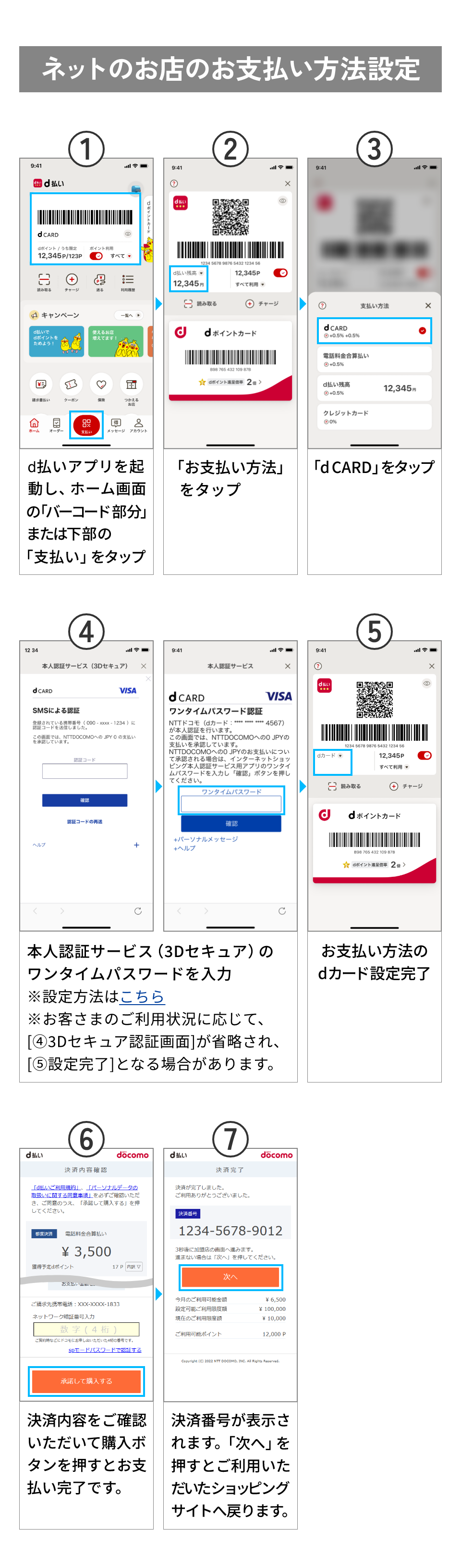 ネットのお店のお支払い方法設定